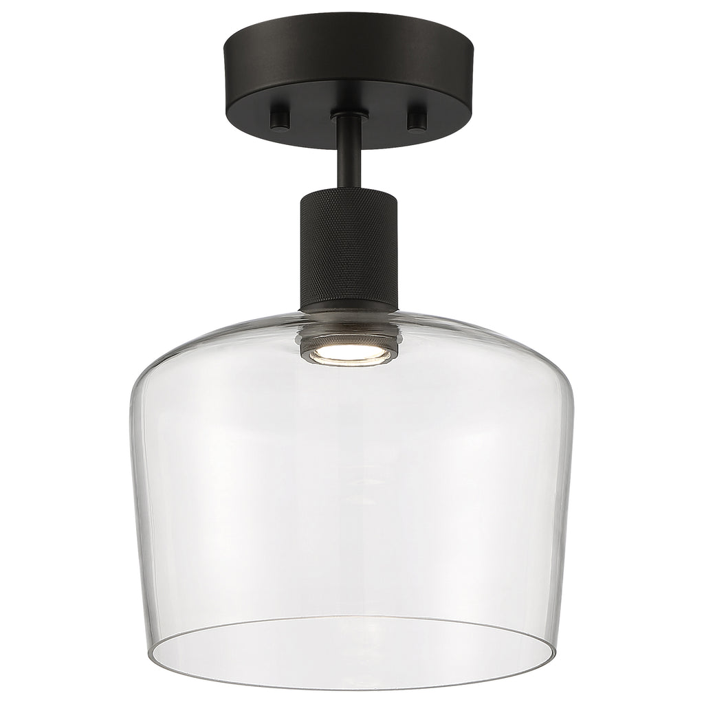 Port Nine Chardonnay LED Semi-Flush, Matte Black / Clear Glass / 9W