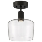Port Nine Chardonnay LED Semi-Flush, Matte Black / Clear Glass / 9W