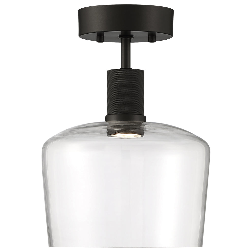 Port Nine Chardonnay LED Semi-Flush, Matte Black / Clear Glass / 9W