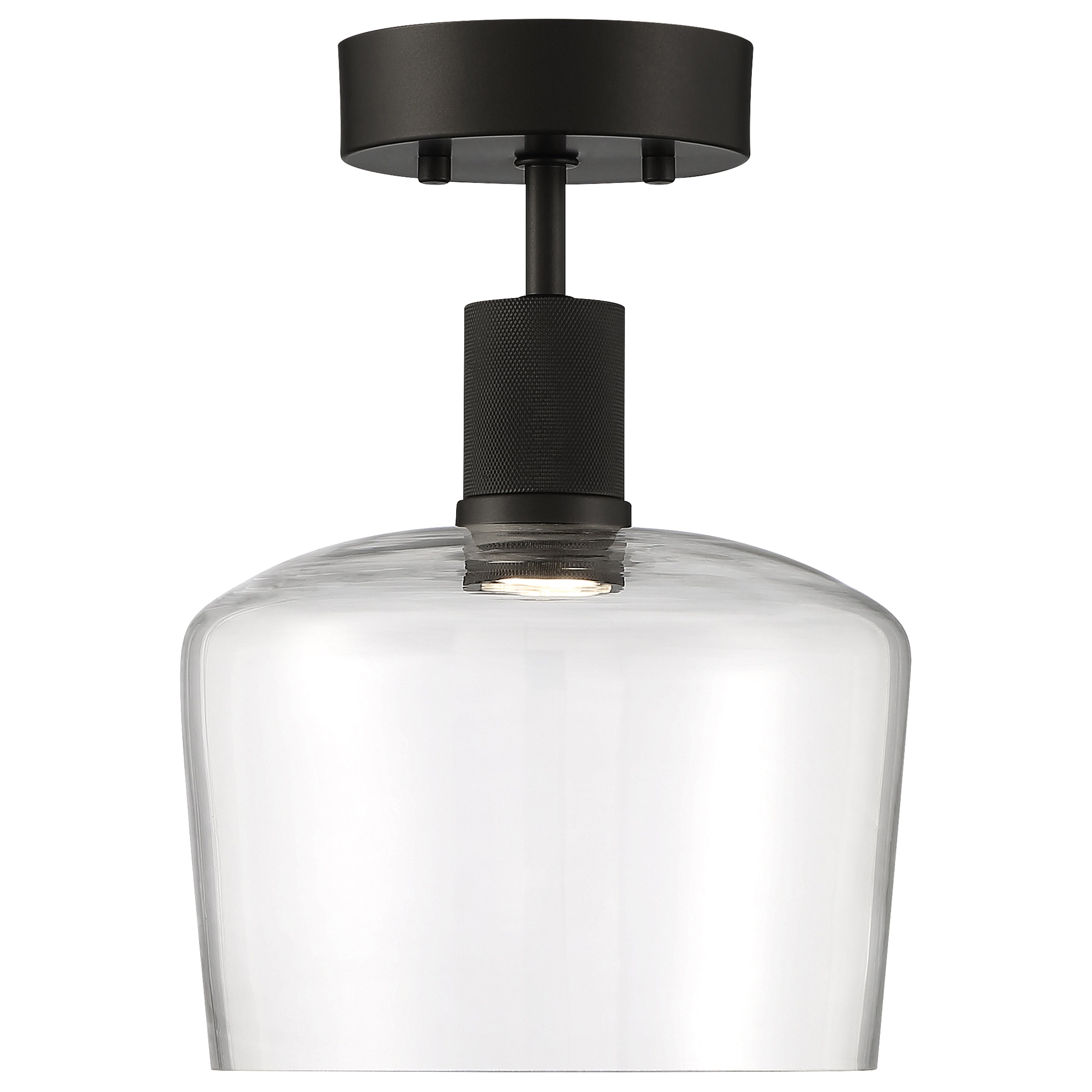Port Nine Chardonnay LED Semi-Flush, Matte Black / Clear Glass / 9W