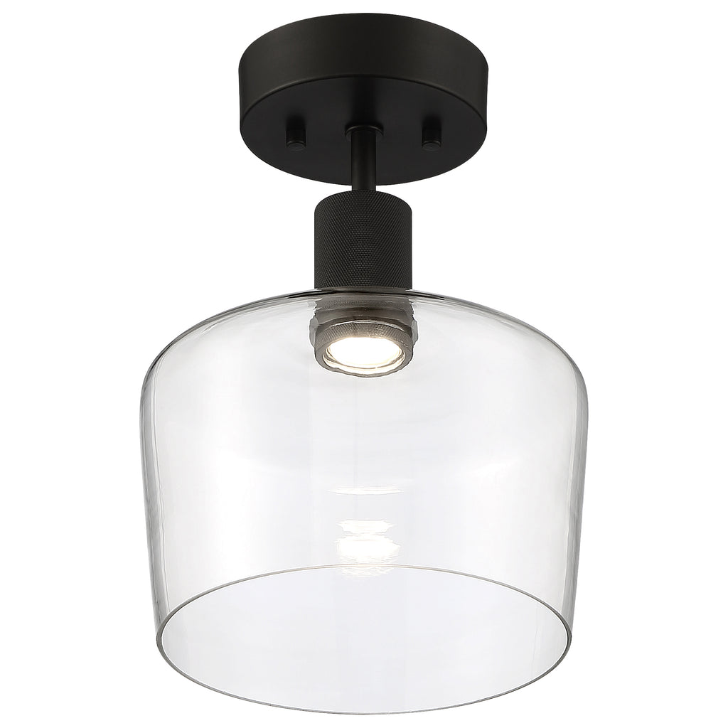 Port Nine Chardonnay LED Semi-Flush, Matte Black / Clear Glass / 9W