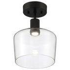 Port Nine Chardonnay LED Semi-Flush, Matte Black / Clear Glass / 9W