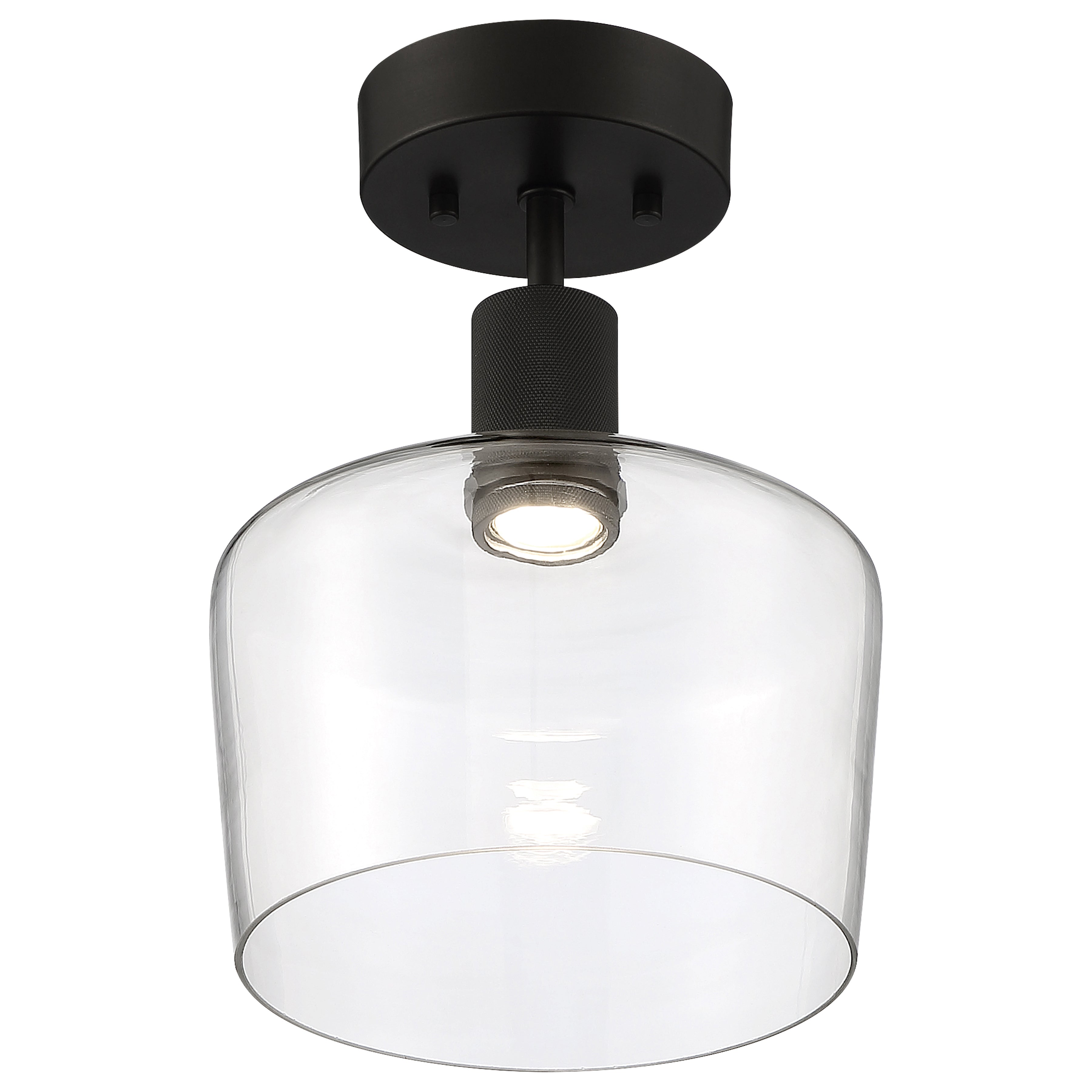 Port Nine Chardonnay LED Semi-Flush, Matte Black / Clear Glass / 9W