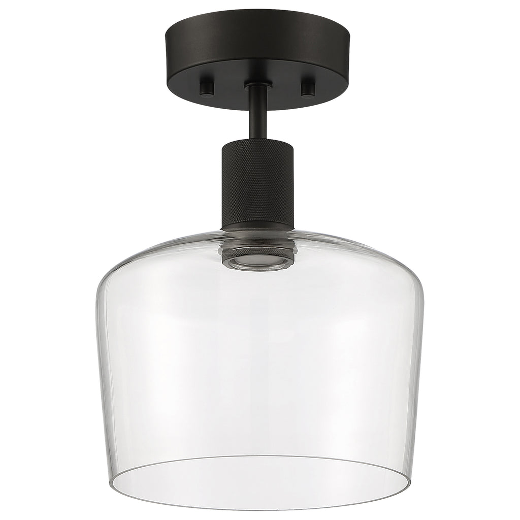 Port Nine Chardonnay LED Semi-Flush, Matte Black / Clear Glass / 9W