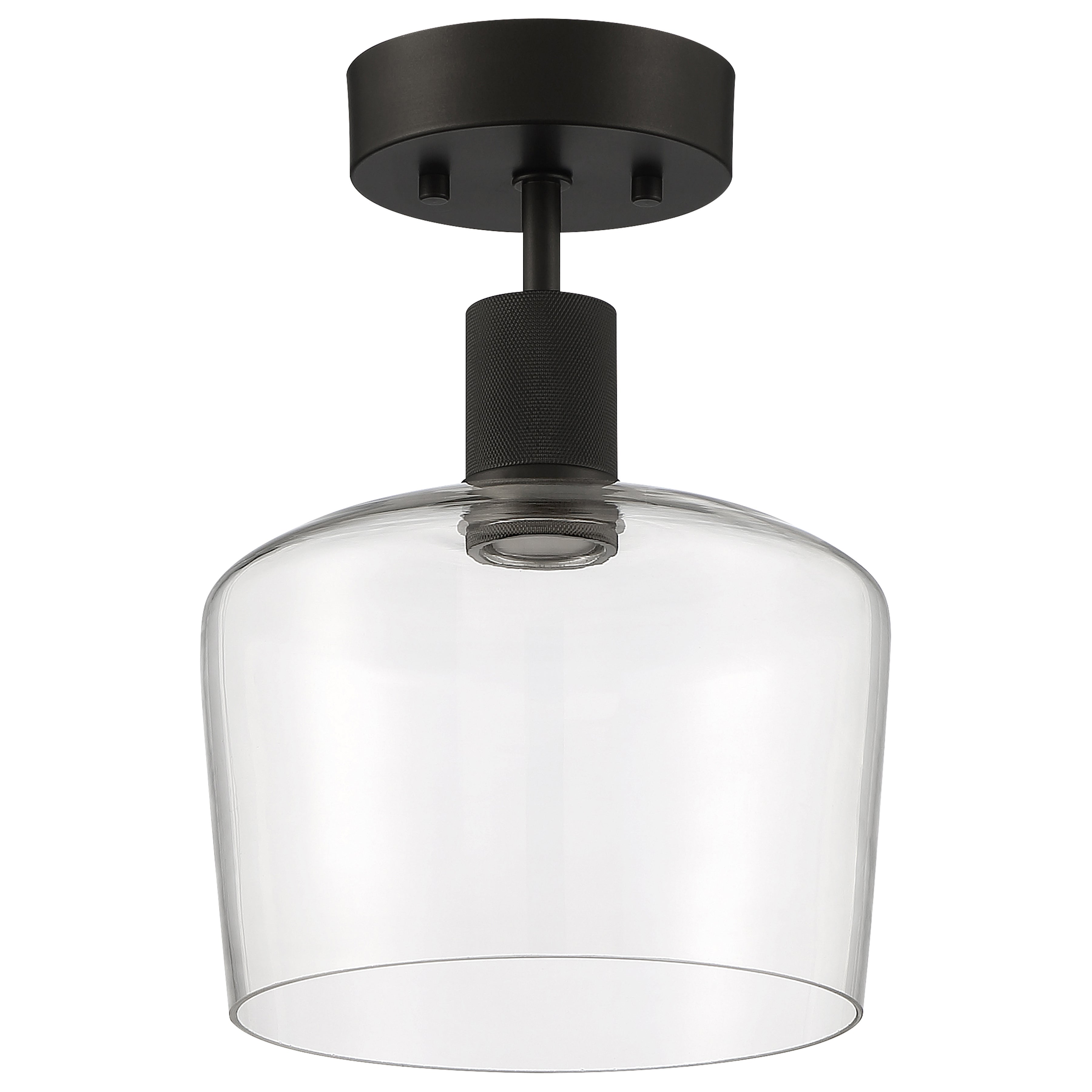 Port Nine Chardonnay LED Semi-Flush, Matte Black / Clear Glass / 9W