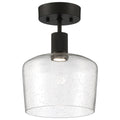 Port Nine Chardonnay LED Semi-Flush, Matte Black / Seeded Glass / 9W