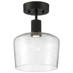 Port Nine Chardonnay LED Semi-Flush, Matte Black / Seeded Glass / 9W