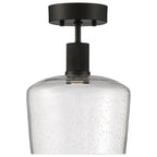 Port Nine Chardonnay LED Semi-Flush, Matte Black / Seeded Glass / 9W