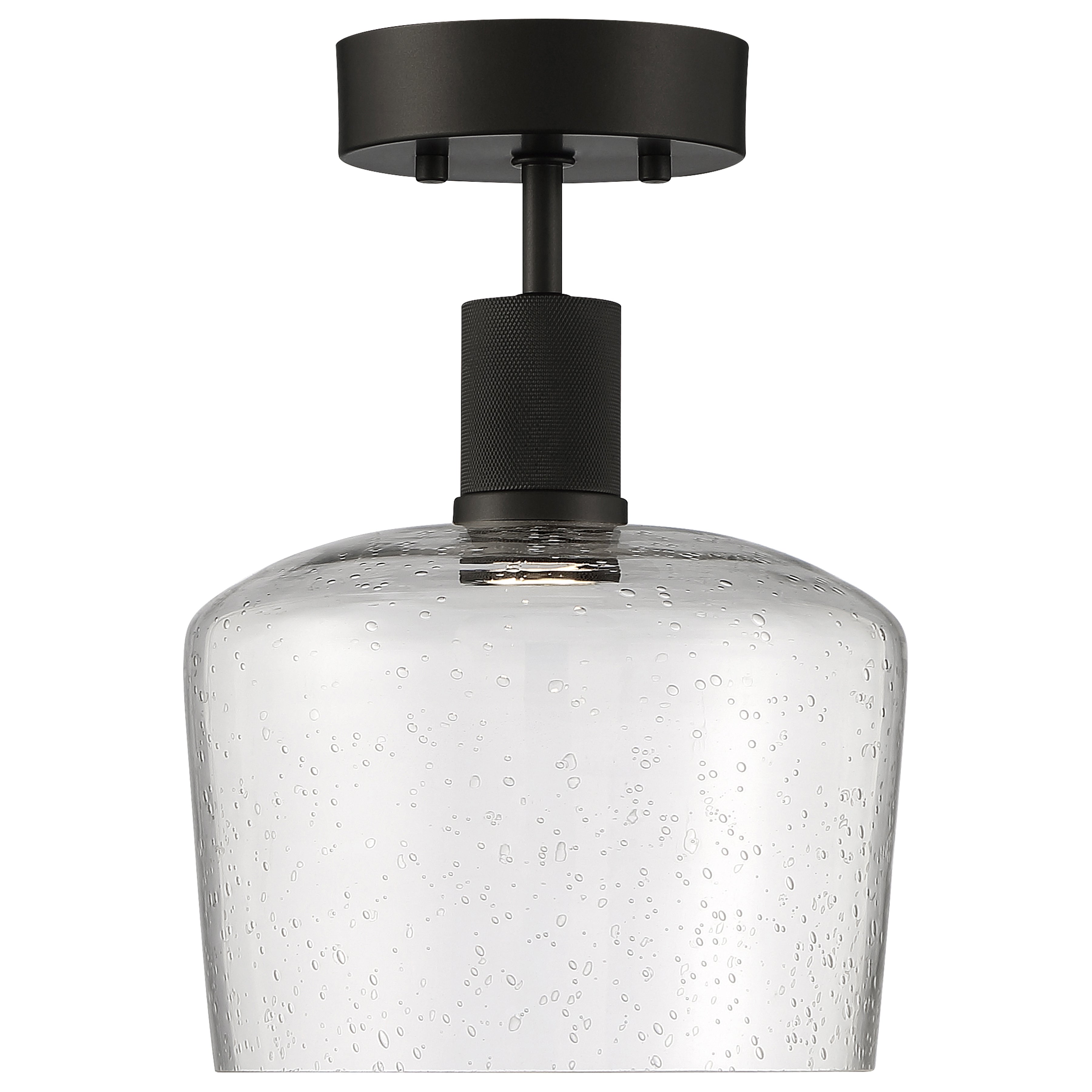 Port Nine Chardonnay LED Semi-Flush, Matte Black / Seeded Glass / 9W