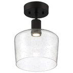 Port Nine Chardonnay LED Semi-Flush, Matte Black / Seeded Glass / 9W