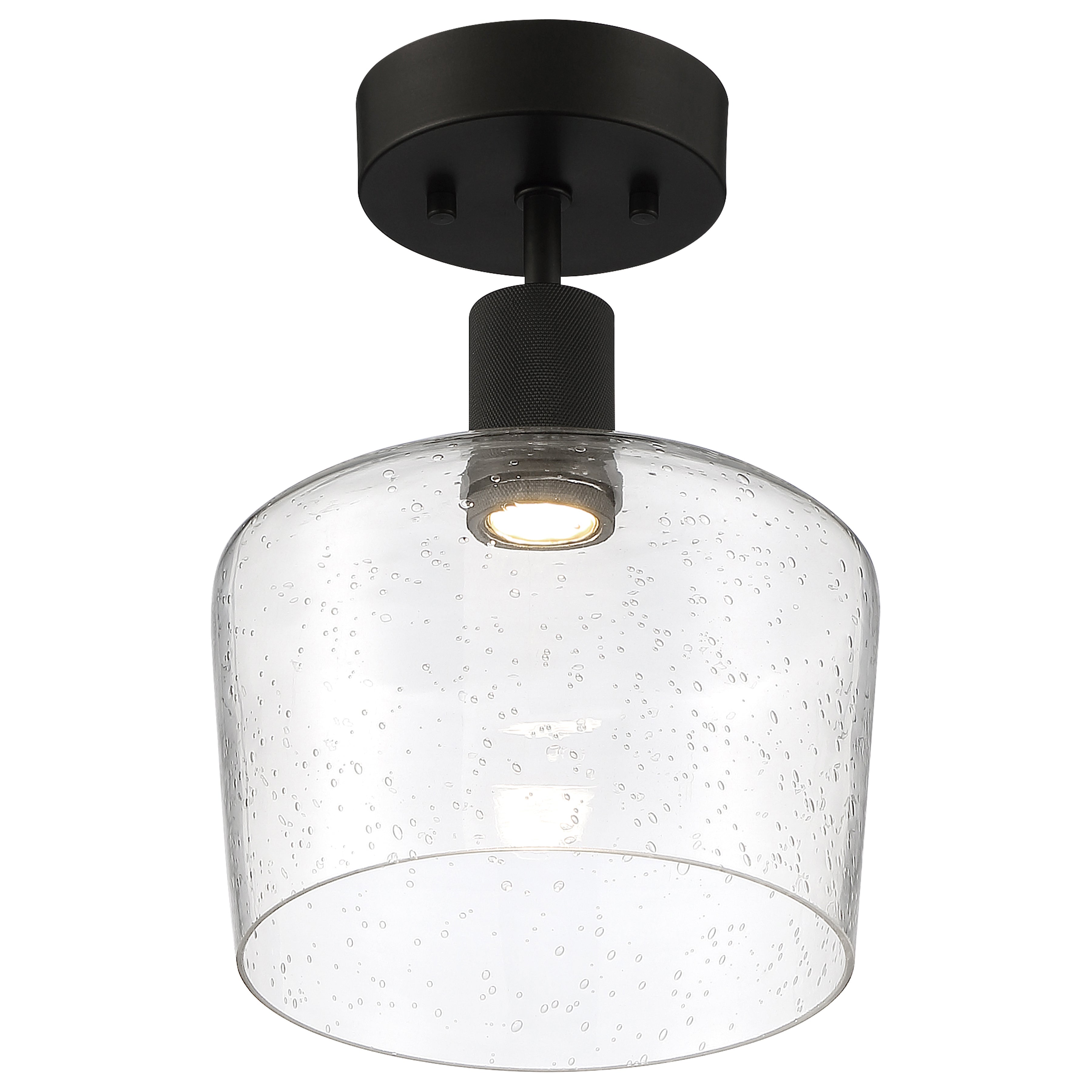 Port Nine Chardonnay LED Semi-Flush, Matte Black / Seeded Glass / 9W