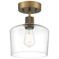 Port Nine Chardonnay LED Semi-Flush, Antique Brushed Brass / Clear Glass / 7W