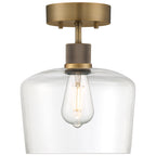 Port Nine Chardonnay LED Semi-Flush, Antique Brushed Brass / Clear Glass / 7W