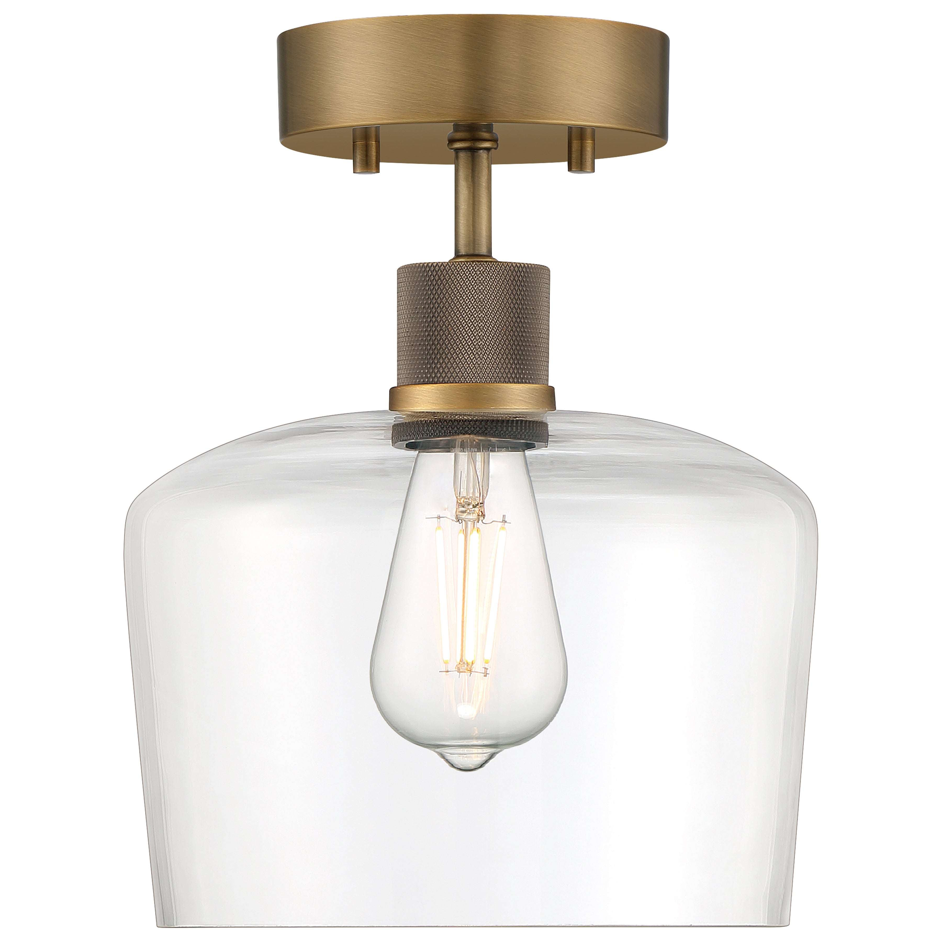 Port Nine Chardonnay LED Semi-Flush, Antique Brushed Brass / Clear Glass / 7W