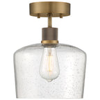 Port Nine Chardonnay LED Semi-Flush, Antique Brushed Brass / Seeded Glass / 7W