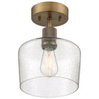 Port Nine Chardonnay LED Semi-Flush, Antique Brushed Brass / Seeded Glass / 7W