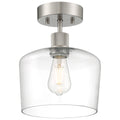 Port Nine Chardonnay LED Semi-Flush, Brushed Steel / Clear Glass / 7W