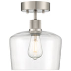 Port Nine Chardonnay LED Semi-Flush, Brushed Steel / Clear Glass / 7W