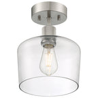 Port Nine Chardonnay LED Semi-Flush, Brushed Steel / Clear Glass / 7W