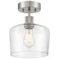 Port Nine Chardonnay LED Semi-Flush, Brushed Steel / Seeded Glass / 7W