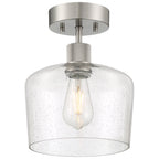 Port Nine Chardonnay LED Semi-Flush, Brushed Steel / Seeded Glass / 7W