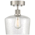 Port Nine Chardonnay LED Semi-Flush, Brushed Steel / Seeded Glass / 7W