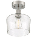 Port Nine Chardonnay LED Semi-Flush, Brushed Steel / Seeded Glass / 7W