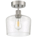 Port Nine Chardonnay LED Semi-Flush, Brushed Steel / Seeded Glass / 7W