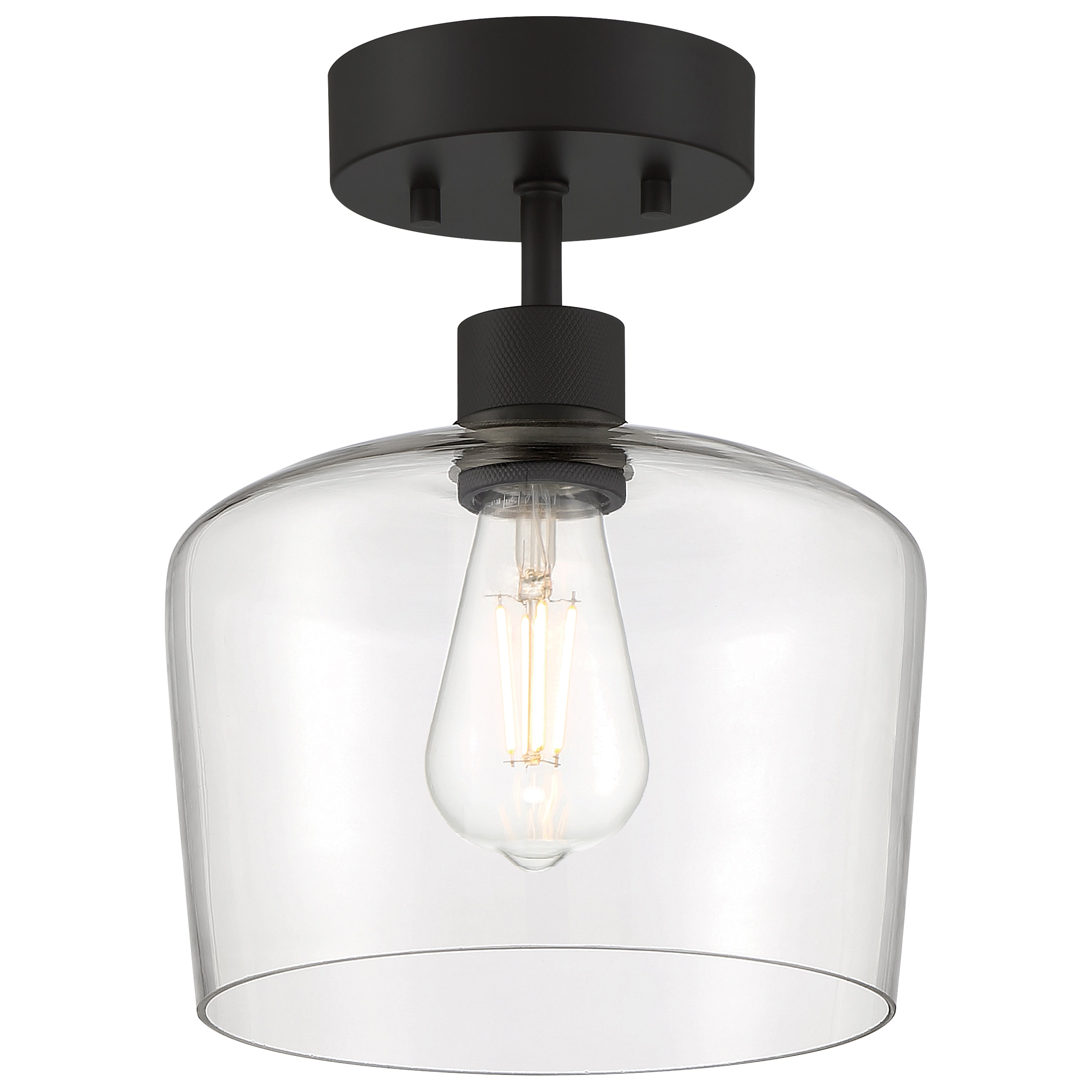 Port Nine Chardonnay LED Semi-Flush, Matte Black / Clear Glass / 7W