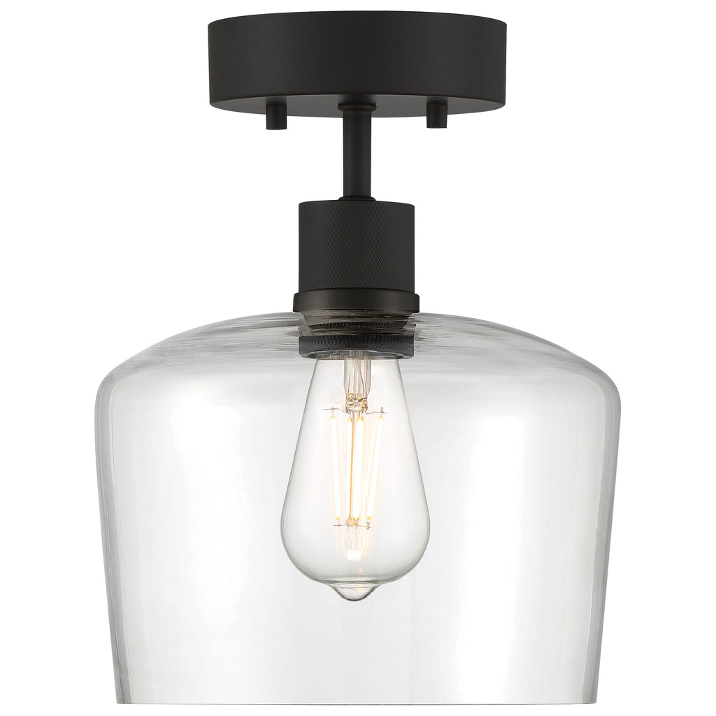 Port Nine Chardonnay LED Semi-Flush, Matte Black / Clear Glass / 7W