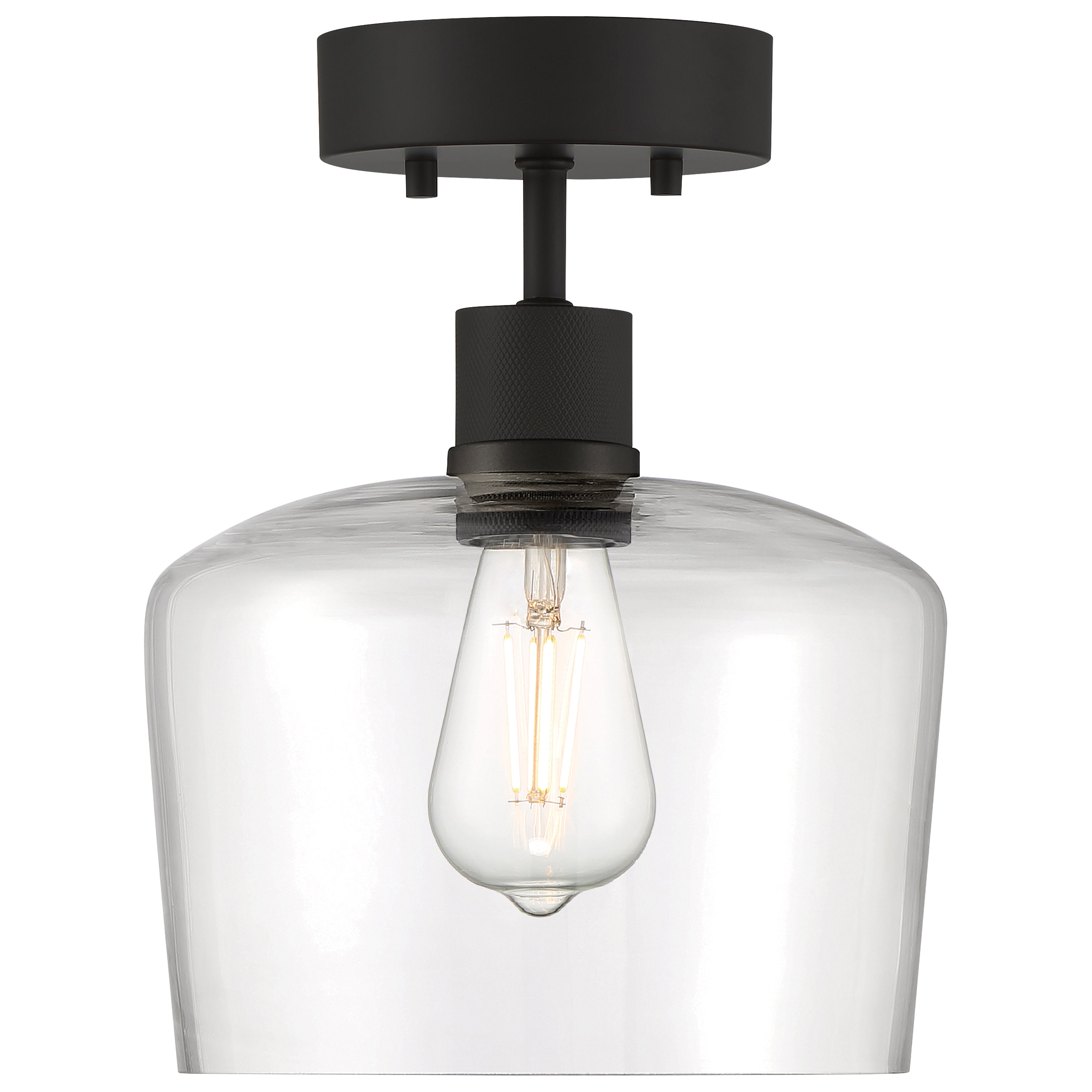 Port Nine Chardonnay LED Semi-Flush, Matte Black / Clear Glass / 7W