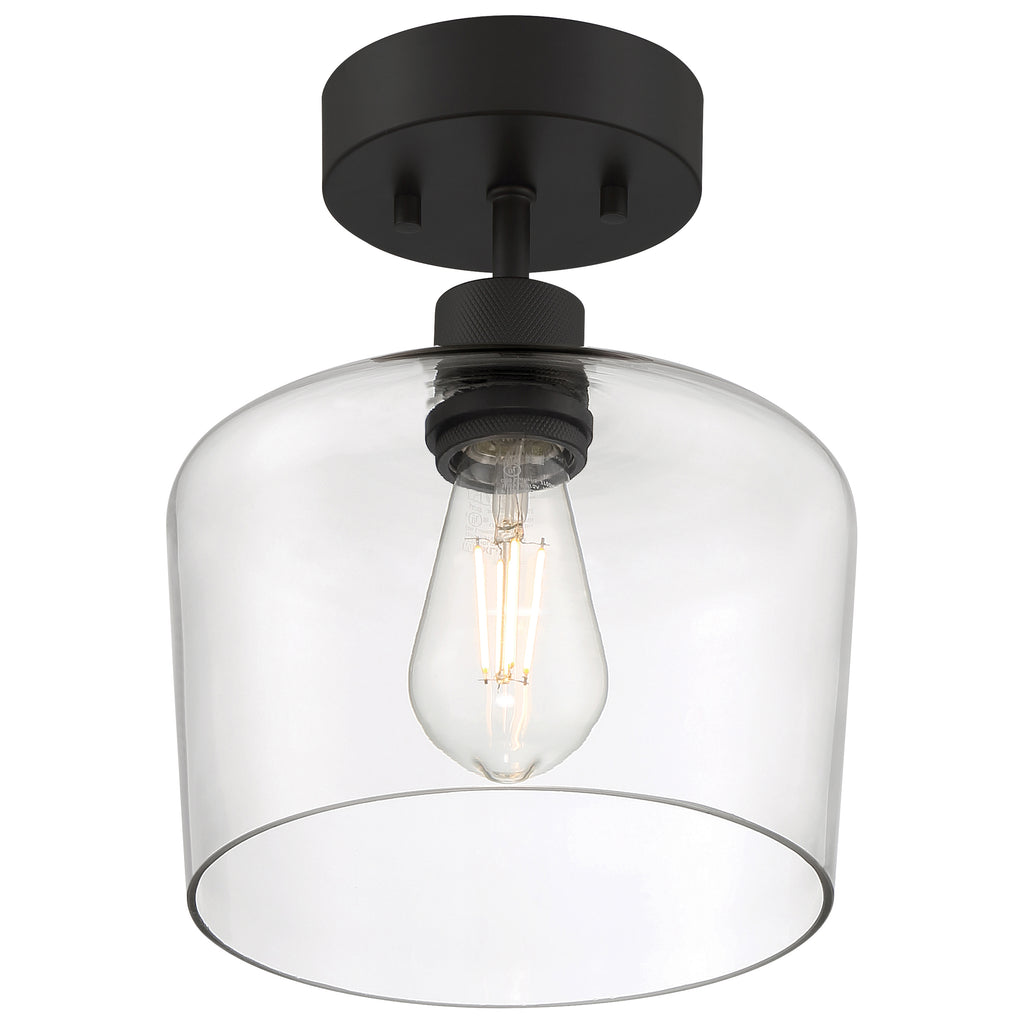 Port Nine Chardonnay LED Semi-Flush, Matte Black / Clear Glass / 7W