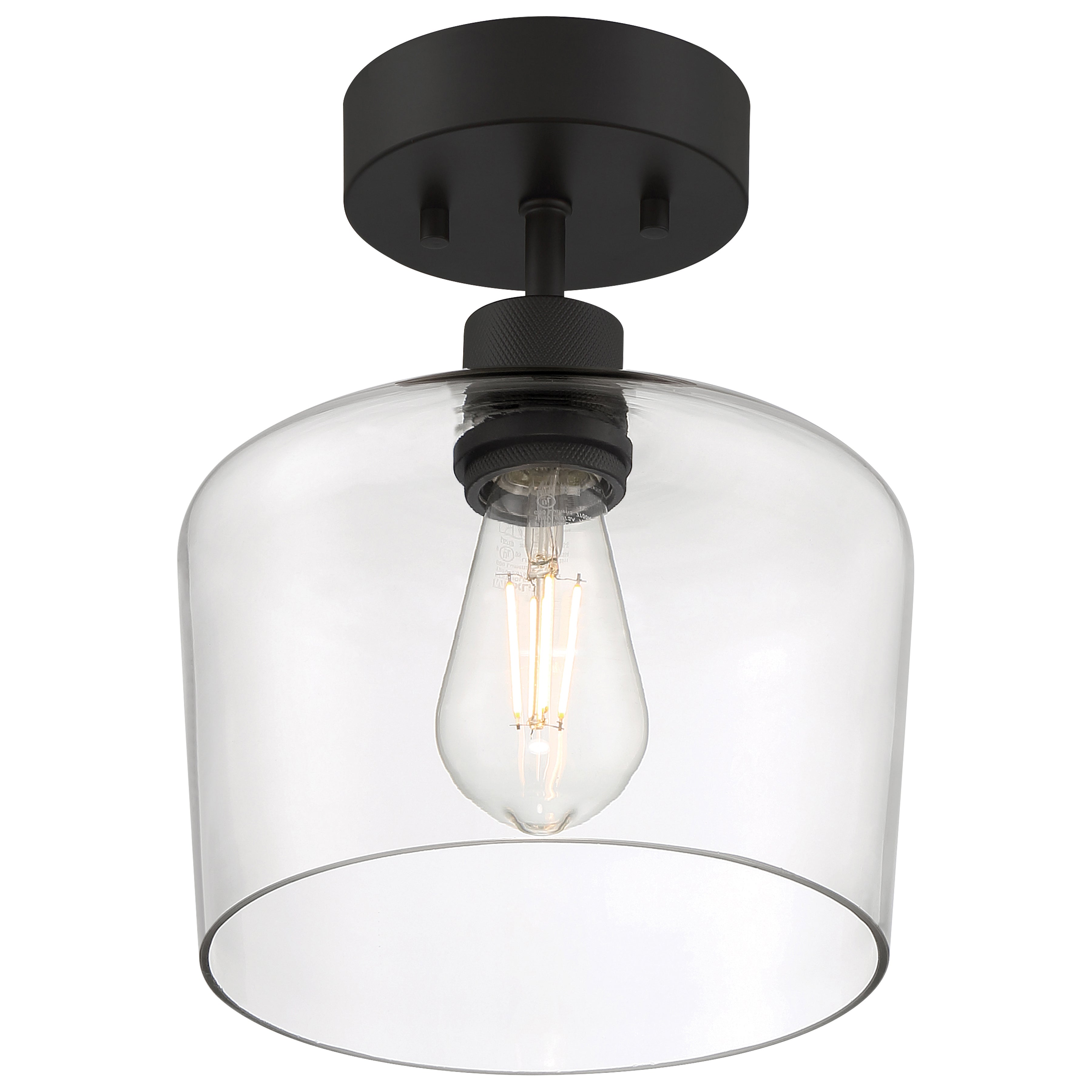 Port Nine Chardonnay LED Semi-Flush, Matte Black / Clear Glass / 7W