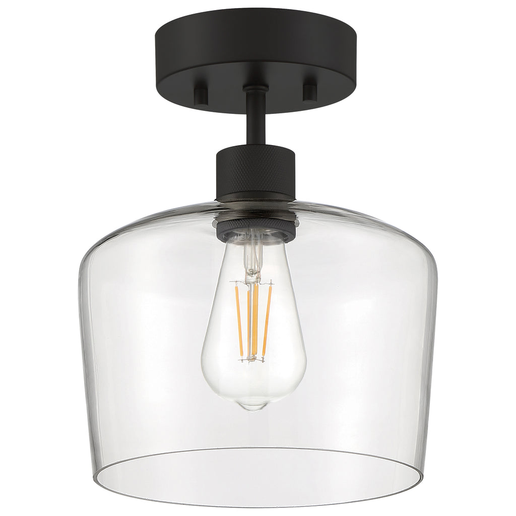 Port Nine Chardonnay LED Semi-Flush, Matte Black / Clear Glass / 7W