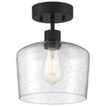 Port Nine Chardonnay LED Semi-Flush, Matte Black / Seeded Glass / 7W