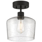 Port Nine Chardonnay LED Semi-Flush, Matte Black / Seeded Glass / 7W