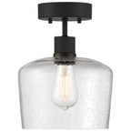 Port Nine Chardonnay LED Semi-Flush, Matte Black / Seeded Glass / 7W