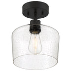 Port Nine Chardonnay LED Semi-Flush, Matte Black / Seeded Glass / 7W