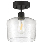 Port Nine Chardonnay LED Semi-Flush, Matte Black / Seeded Glass / 7W