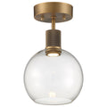 Port Nine Burgundy LED Semi-Flush, Antique Brushed Brass / Clear Glass / 9W