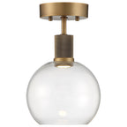 Port Nine Burgundy LED Semi-Flush, Antique Brushed Brass / Clear Glass / 9W