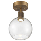Port Nine Burgundy LED Semi-Flush, Antique Brushed Brass / Clear Glass / 9W