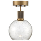 Port Nine Burgundy LED Semi-Flush, Antique Brushed Brass / Seeded Glass / 9W