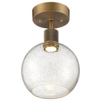 Port Nine Burgundy LED Semi-Flush, Antique Brushed Brass / Seeded Glass / 9W