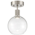Port Nine Burgundy LED Semi-Flush, Brushed Steel / Clear Glass / 9W