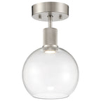 Port Nine Burgundy LED Semi-Flush, Brushed Steel / Clear Glass / 9W