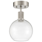 Port Nine Burgundy LED Semi-Flush, Brushed Steel / Clear Glass / 9W