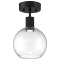 Port Nine Burgundy LED Semi-Flush, Matte Black / Clear Glass / 9W