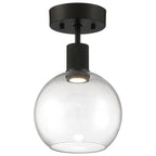 Port Nine Burgundy LED Semi-Flush, Matte Black / Clear Glass / 9W