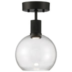 Port Nine Burgundy LED Semi-Flush, Matte Black / Clear Glass / 9W